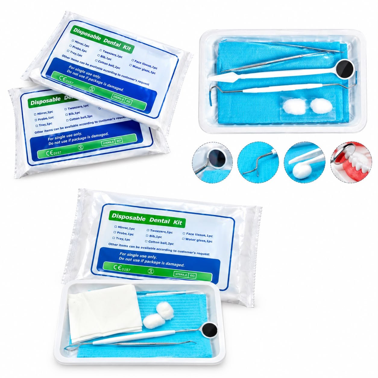 Sterile disposable dental kit for dental examination
