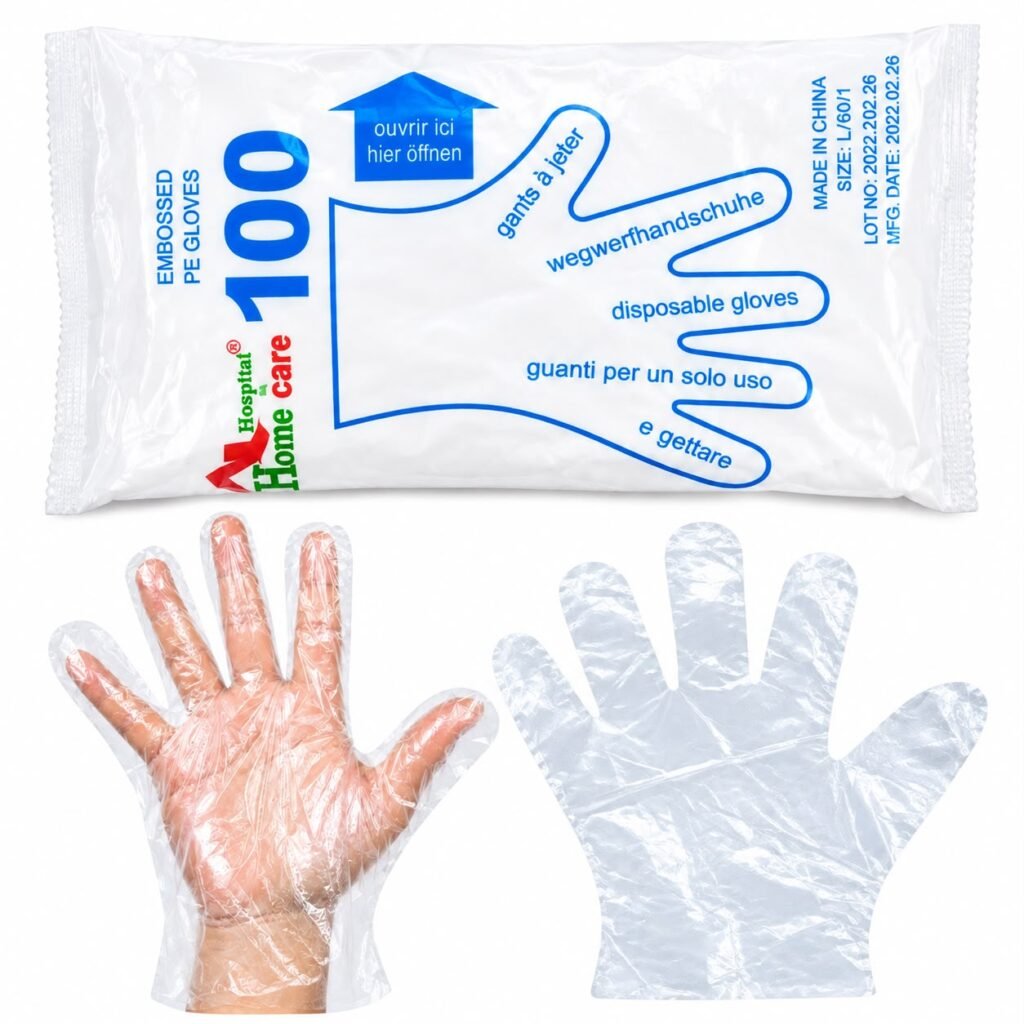 Embossed PE disposable gloves 100 pieces large size
