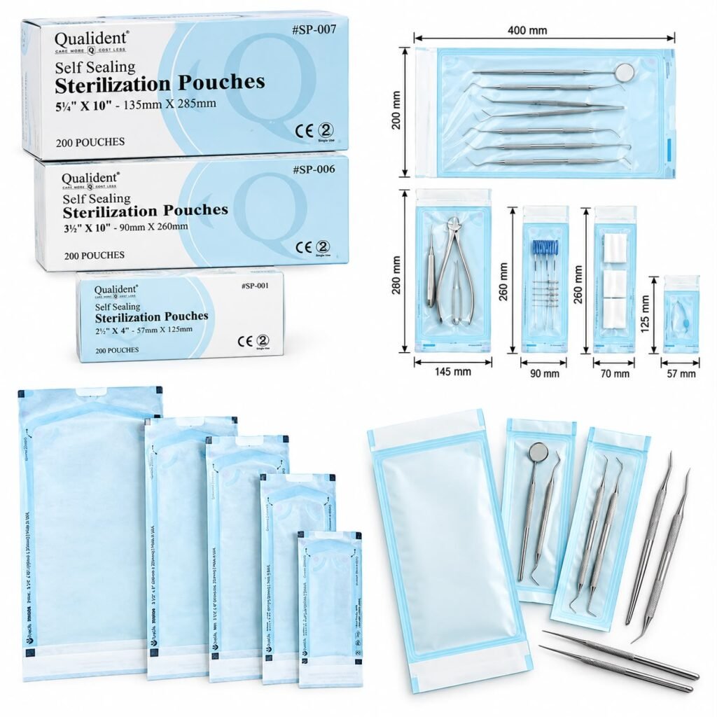 Qualident self-sealing sterilization pouches